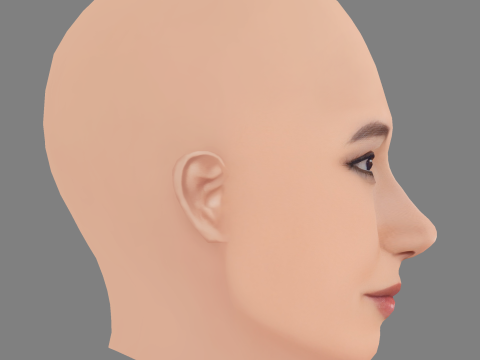 Tête Meng er Zhang - No Hair - Tête low poly pour le jeu Modèle 3D