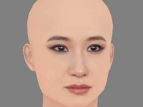 Tête Meng er Zhang - No Hair - Tête low poly pour le jeu Modèle 3D