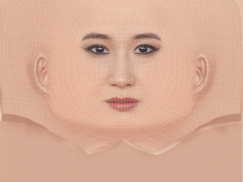 Tête Meng er Zhang - No Hair - Tête low poly pour le jeu Modèle 3D