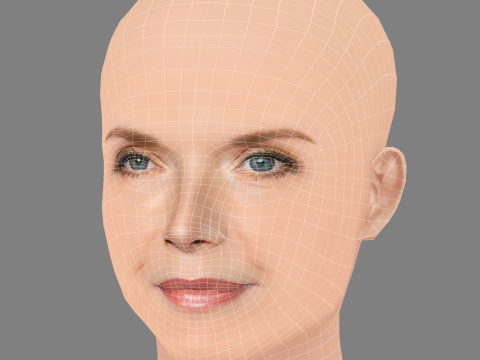 Testa di Michelle Pfeiffer - Senza capelli - Testa in poliestere bassa per il gioco Modello 3D