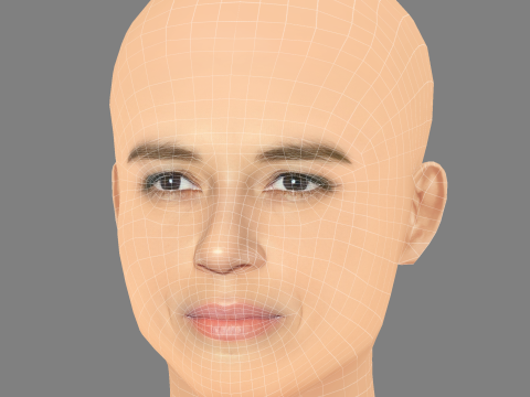 Michelle Rodriguez Kopf – ohne Haare – Low-Poly-Kopf für das Spiel 3D Modell