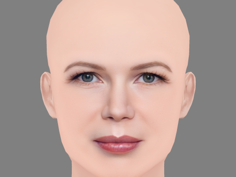 Testa di Michelle Williams - Senza capelli - Testa in poliestere bassa per il gioco Modello 3D
