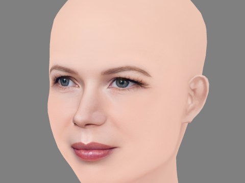 Testa di Michelle Williams - Senza capelli - Testa in poliestere bassa per il gioco Modello 3D