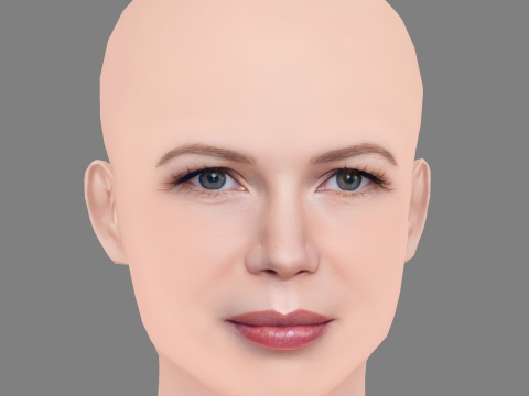 Testa di Michelle Williams - Senza capelli - Testa in poliestere bassa per il gioco Modello 3D