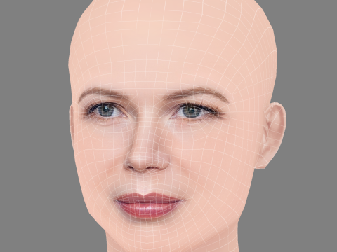Testa di Michelle Williams - Senza capelli - Testa in poliestere bassa per il gioco Modello 3D