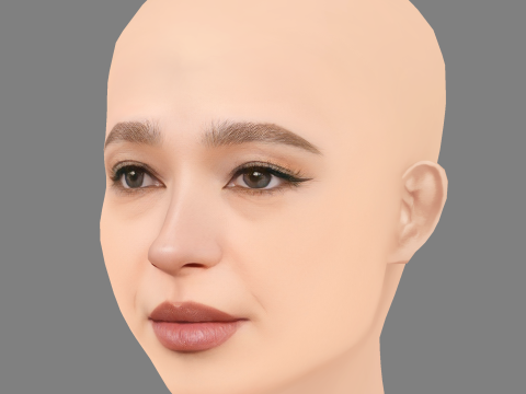 Mikey Madison Head - 无头发 - 低聚游戏头 3D 模型