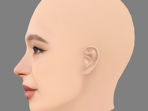 Mikey Madison Head - 无头发 - 低聚游戏头 3D 模型