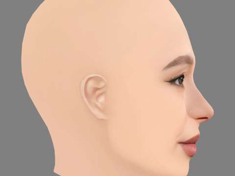 Mikey Madison Head - 无头发 - 低聚游戏头 3D 模型