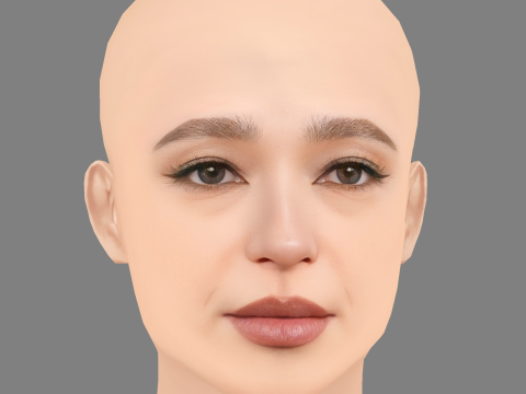 Mikey Madison Head - 无头发 - 低聚游戏头 3D 模型