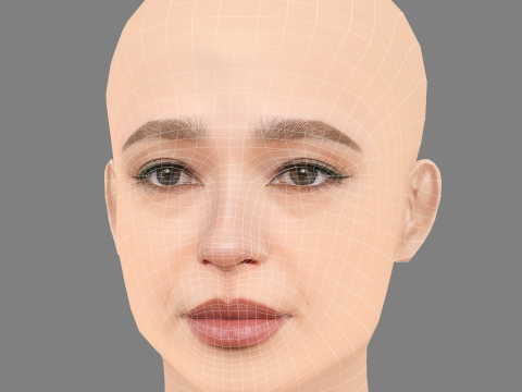 Mikey Madison Head - 无头发 - 低聚游戏头 3D 模型