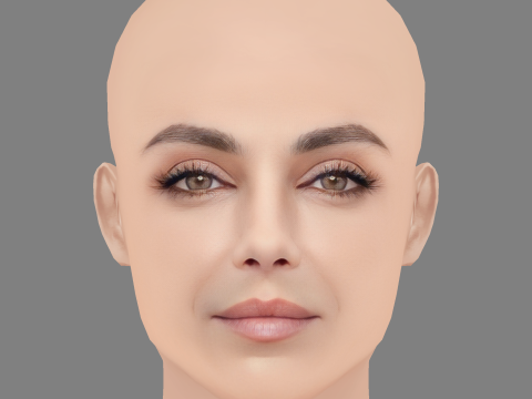 Mila Kunis Head - 无头发 - 游戏用低聚头 3D 模型