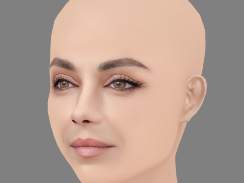 Mila Kunis Head - 无头发 - 游戏用低聚头 3D 模型