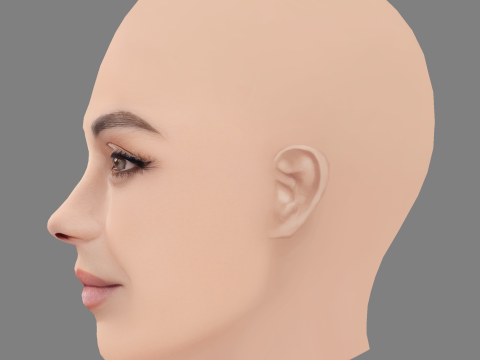 Mila Kunis Head - 无头发 - 游戏用低聚头 3D 模型