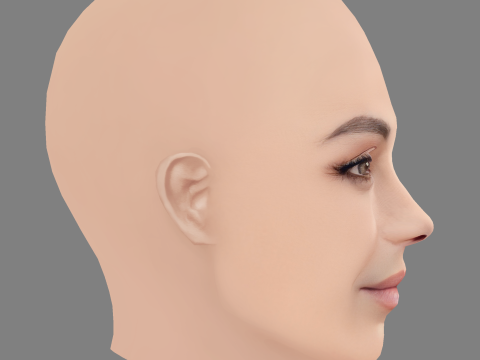 Mila Kunis Head - 无头发 - 游戏用低聚头 3D 模型