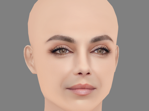 Mila Kunis Head - 无头发 - 游戏用低聚头 3D 模型