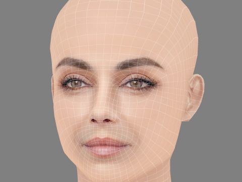 Mila Kunis Head - 无头发 - 游戏用低聚头 3D 模型