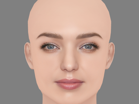 Miranda Kerr-Kopf – ohne Haare – Low-Poly-Kopf für Spiele 3D Modell