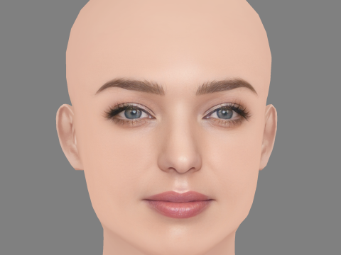 Miranda Kerr-Kopf – ohne Haare – Low-Poly-Kopf für Spiele 3D Modell