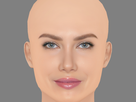 Mireia Lalaguna Kafası - Saçsız - Oyun için düşük poli kafa 3D Model