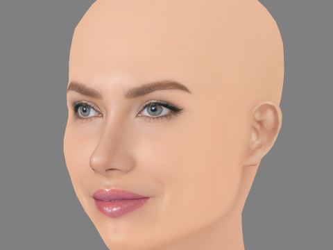 Mireia Lalaguna Kafası - Saçsız - Oyun için düşük poli kafa 3D Model