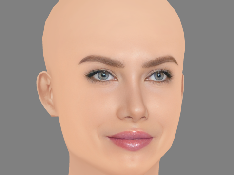 Mireia Lalaguna Kafası - Saçsız - Oyun için düşük poli kafa 3D Model