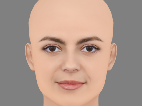 Monica Barbaro 頭 - 髪なし - ゲーム用の低ポリ頭 3Dモデル