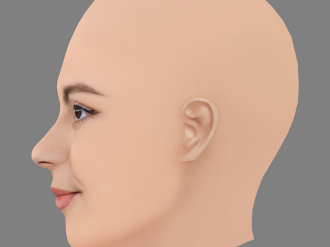 Monica Barbaro 頭 - 髪なし - ゲーム用の低ポリ頭 3Dモデル