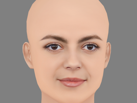 Monica Barbaro 頭 - 髪なし - ゲーム用の低ポリ頭 3Dモデル