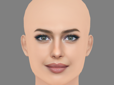 莫妮卡·贝鲁奇头 - 无头发 - 低聚游戏头 3D 模型