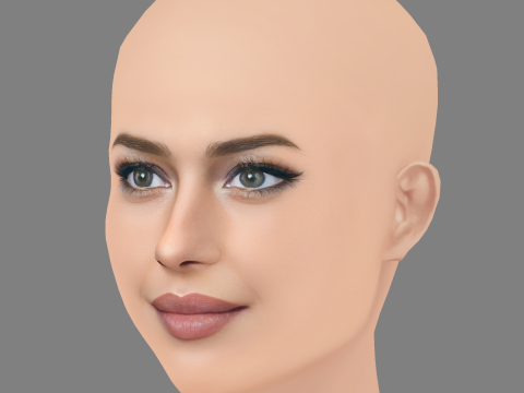 莫妮卡·贝鲁奇头 - 无头发 - 低聚游戏头 3D 模型