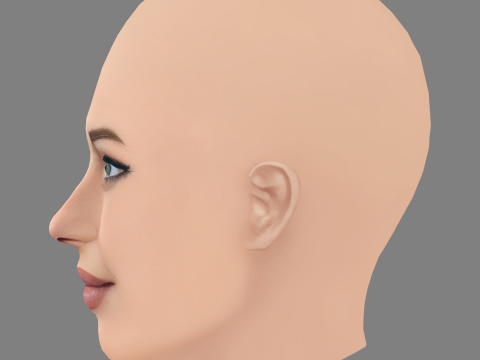 莫妮卡·贝鲁奇头 - 无头发 - 低聚游戏头 3D 模型