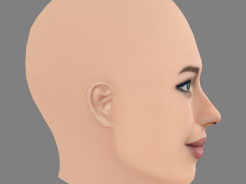 莫妮卡·贝鲁奇头 - 无头发 - 低聚游戏头 3D 模型