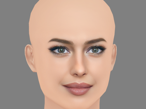 莫妮卡·贝鲁奇头 - 无头发 - 低聚游戏头 3D 模型