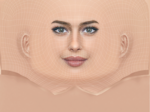 莫妮卡·贝鲁奇头 - 无头发 - 低聚游戏头 3D 模型