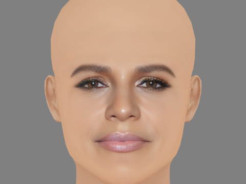 Monique Gabriela Curnen Testa - Senza capelli - Testa in poliestere basso per il gioco Modello 3D