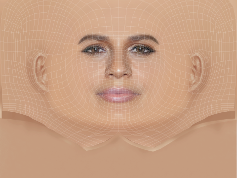 Monique Gabriela Curnen Testa - Senza capelli - Testa in poliestere basso per il gioco Modello 3D