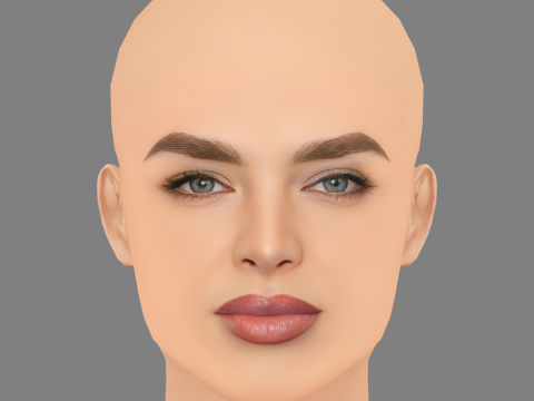 Cabeza de Nadia Ferreira - Sin pelo - Cabeza de baja poli para juego Modelo 3D