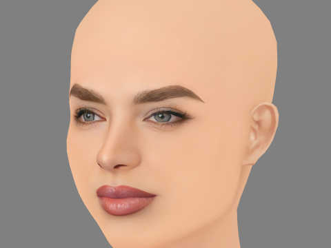 Cabeza de Nadia Ferreira - Sin pelo - Cabeza de baja poli para juego Modelo 3D