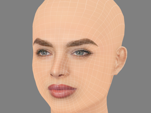 Cabeza de Nadia Ferreira - Sin pelo - Cabeza de baja poli para juego Modelo 3D