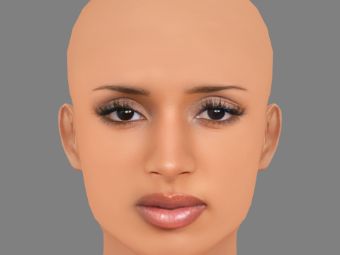 Testa di Naomi Sharon - Senza capelli - Testa in polietilene bassa per il gioco Modello 3D