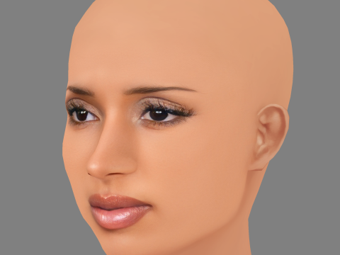 Testa di Naomi Sharon - Senza capelli - Testa in polietilene bassa per il gioco Modello 3D