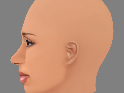 Testa di Naomi Sharon - Senza capelli - Testa in polietilene bassa per il gioco Modello 3D