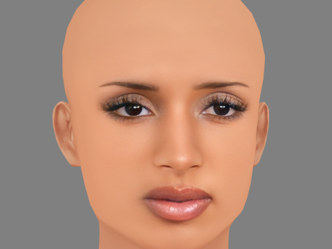 Testa di Naomi Sharon - Senza capelli - Testa in polietilene bassa per il gioco Modello 3D