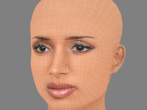 Testa di Naomi Sharon - Senza capelli - Testa in polietilene bassa per il gioco Modello 3D