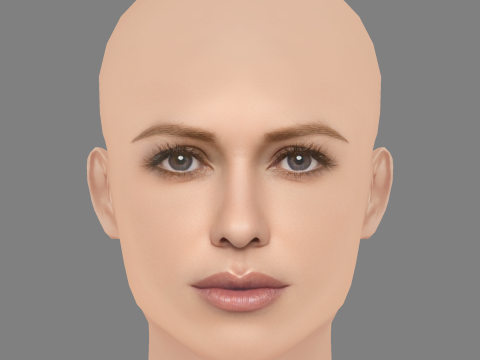 Testa di Naomi Watts - Senza capelli - Testa in polietilene bassa per il gioco Modello 3D