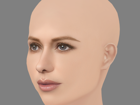 Testa di Naomi Watts - Senza capelli - Testa in polietilene bassa per il gioco Modello 3D