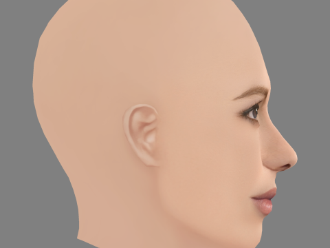 Testa di Naomi Watts - Senza capelli - Testa in polietilene bassa per il gioco Modello 3D