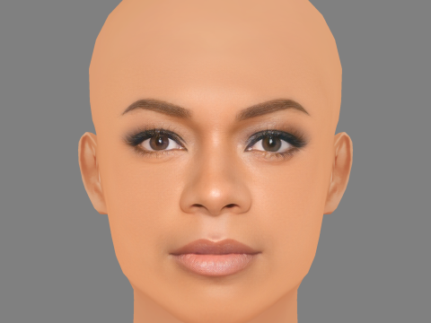 Naomie Harris Head - 无头发 - 低聚游戏头 3D 模型