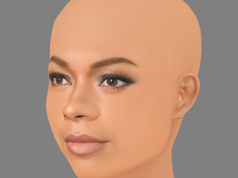 Naomie Harris Head - 无头发 - 低聚游戏头 3D 模型