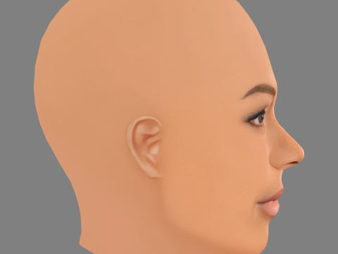 Naomie Harris Head - 无头发 - 低聚游戏头 3D 模型